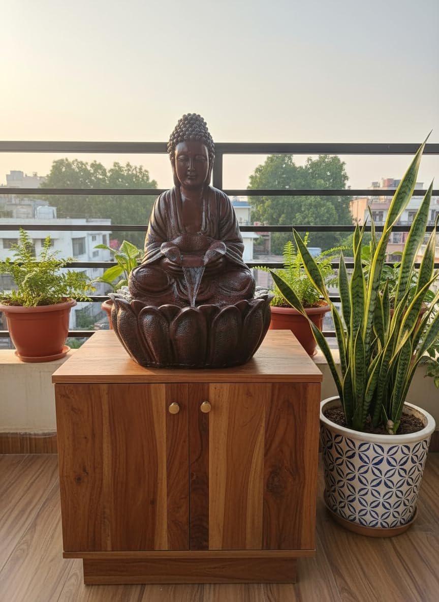 2ft Divine Buddha Fountain for Home, Buddha Water Fountain Indoor Home décor, Buddha Water Fountain Big Size, Waterfall Fountain Indoor Home décor ( Brown)