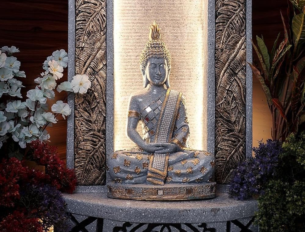 Slate Buddha 4ft Water Fountain for Home, Indoor Big Size Fountain, Garden, vastu