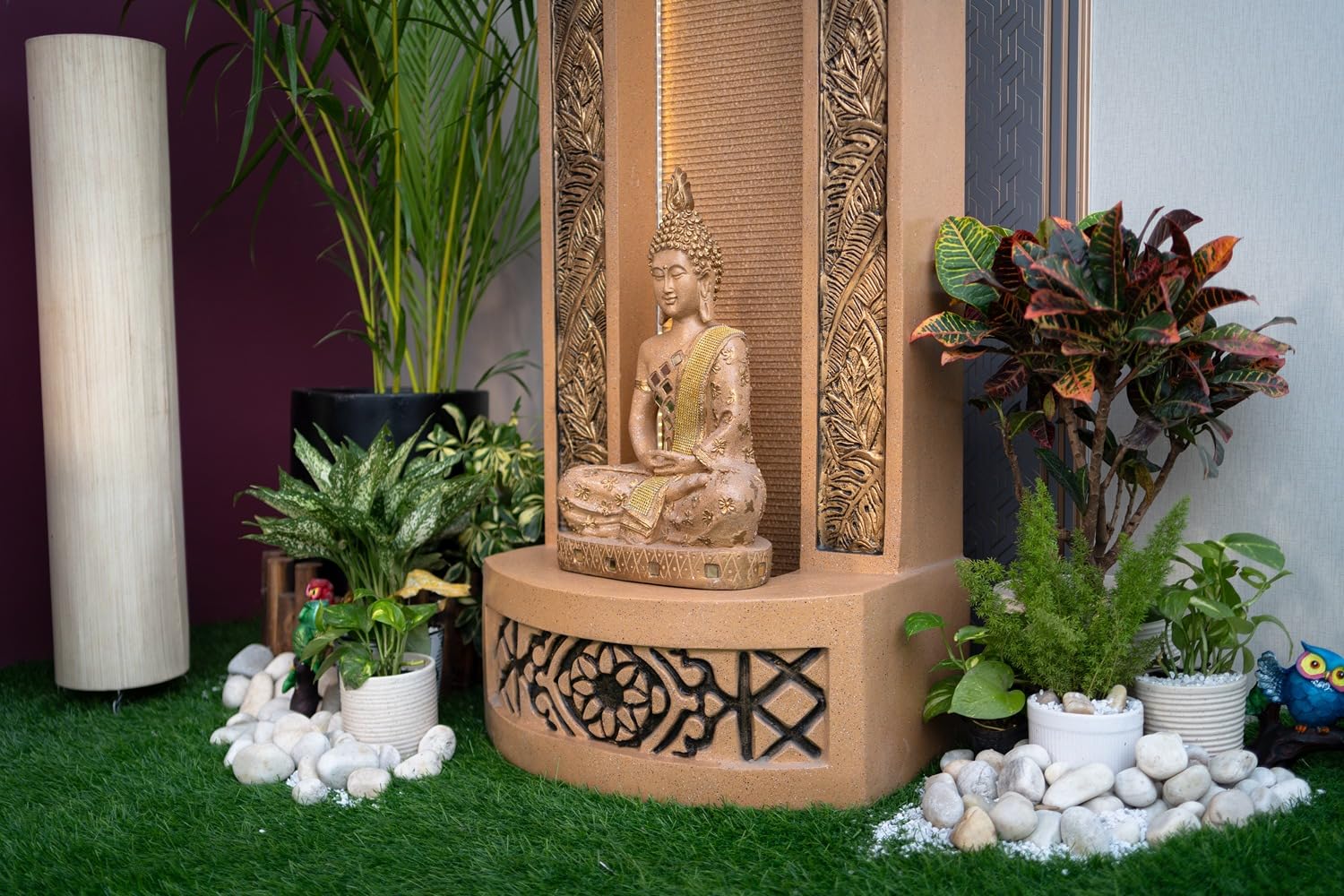 Slate Buddha 4ft Water Fountain for Home, Indoor Big Size Fountain, Garden, vastu