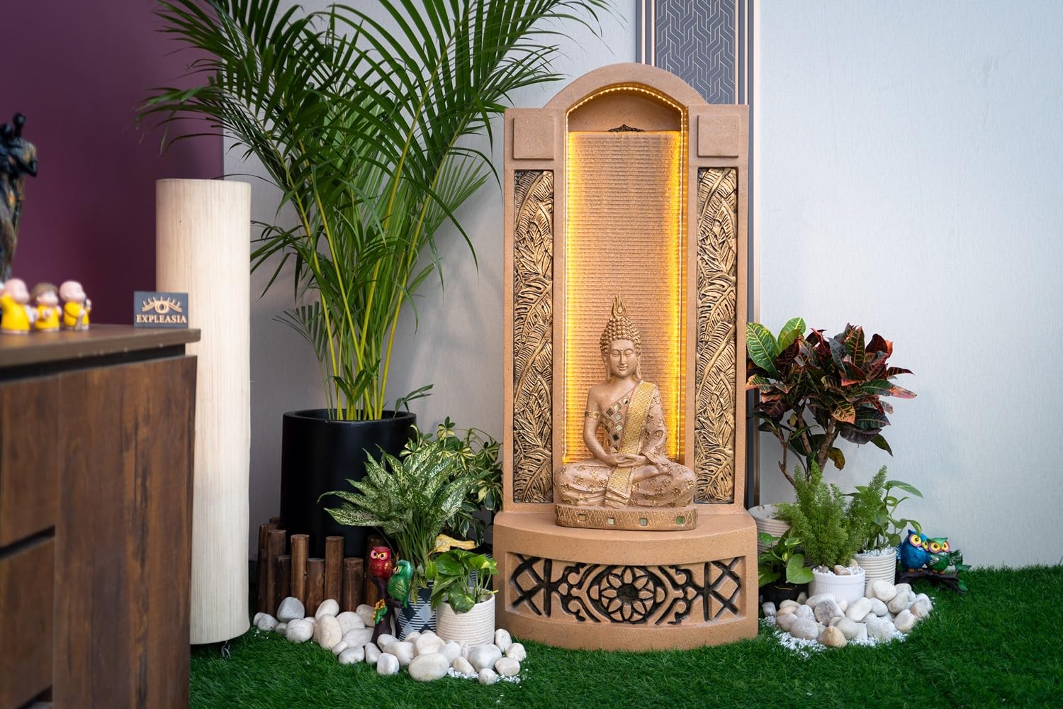 Slate Buddha 4ft Water Fountain for Home, Indoor Big Size Fountain, Garden, vastu