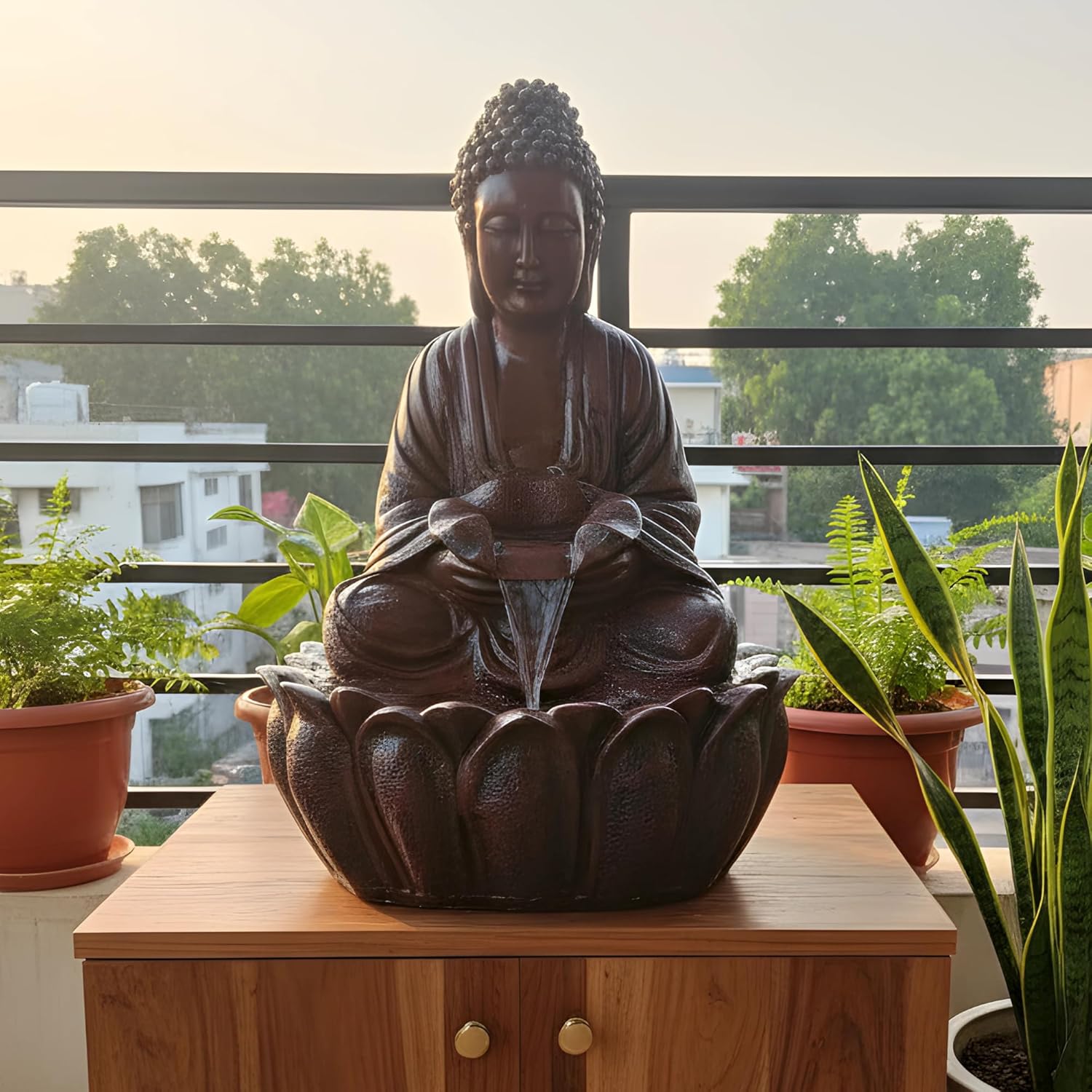 2ft Divine Buddha Fountain for Home, Buddha Water Fountain Indoor Home décor, Buddha Water Fountain Big Size, Waterfall Fountain Indoor Home décor ( Brown)