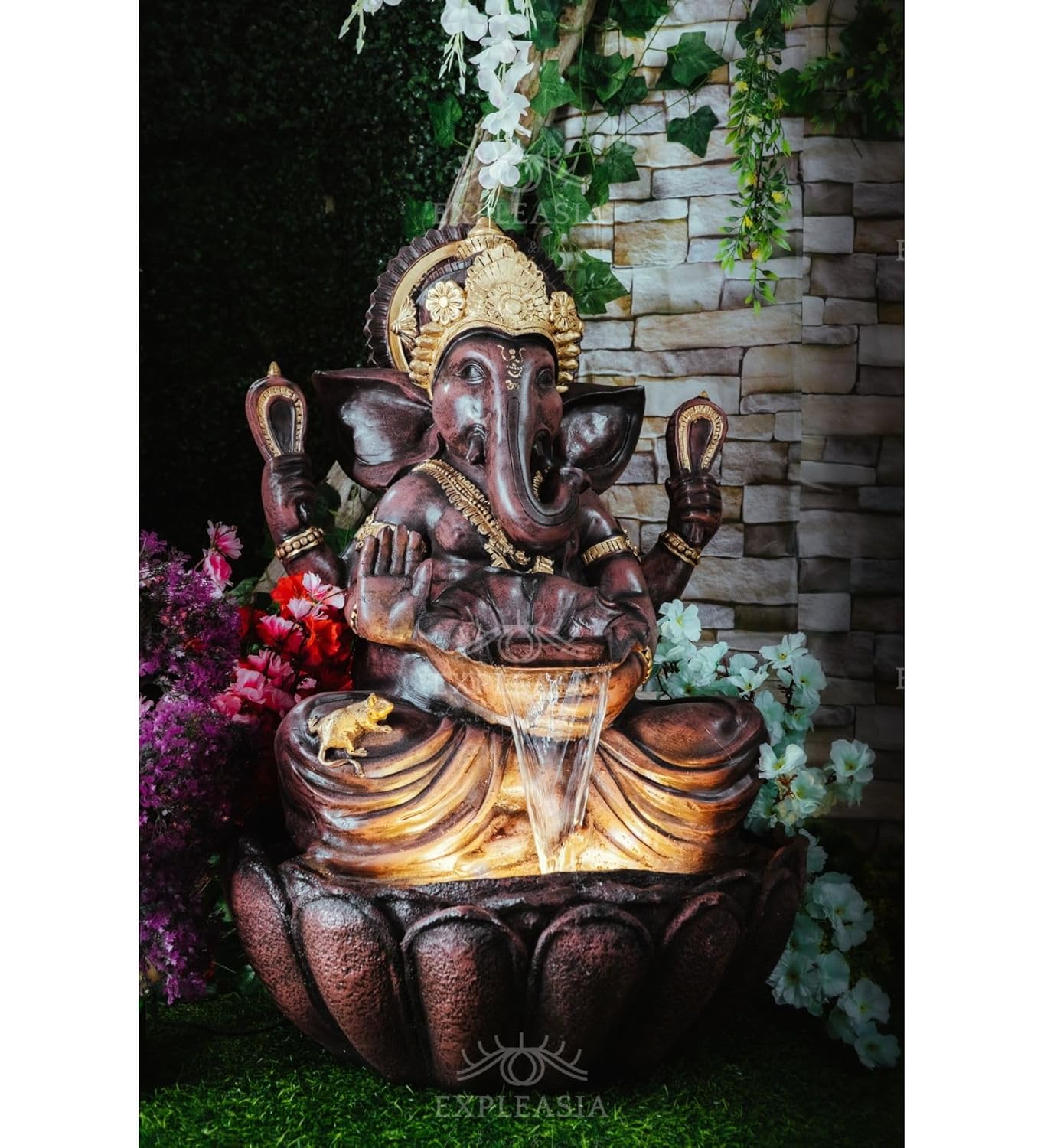 3 Feet Lotus Ganesha Water Fountain for Home, Living Room, Garden, Offices, Big Size Fountain