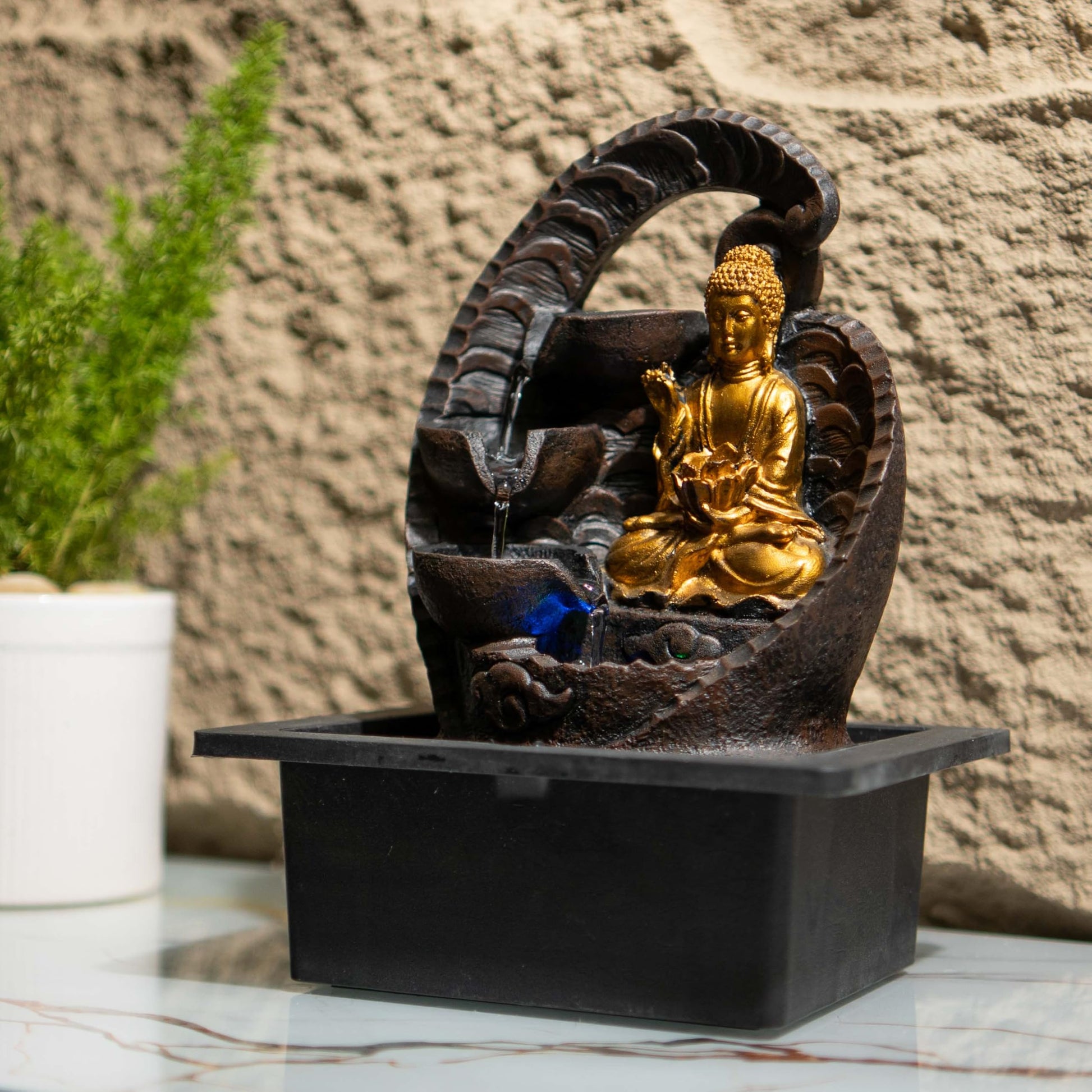 10 Inch Mini Buddha Table top Water Fountain for Home and Office | |Living Room Decor| Gift Items | Home & Office Decoration Item (