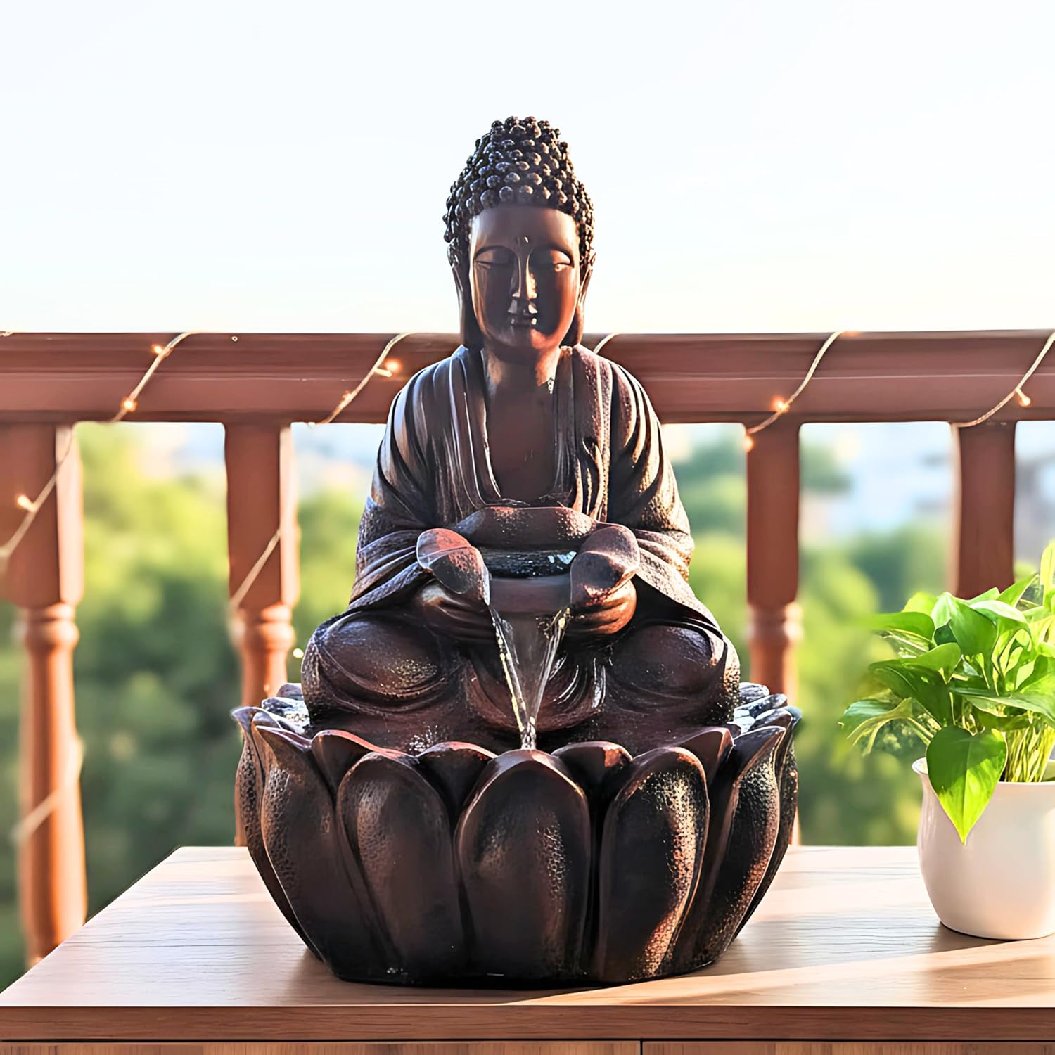 2ft Divine Buddha Fountain for Home, Buddha Water Fountain Indoor Home décor, Buddha Water Fountain Big Size, Waterfall Fountain Indoor Home décor ( Brown)