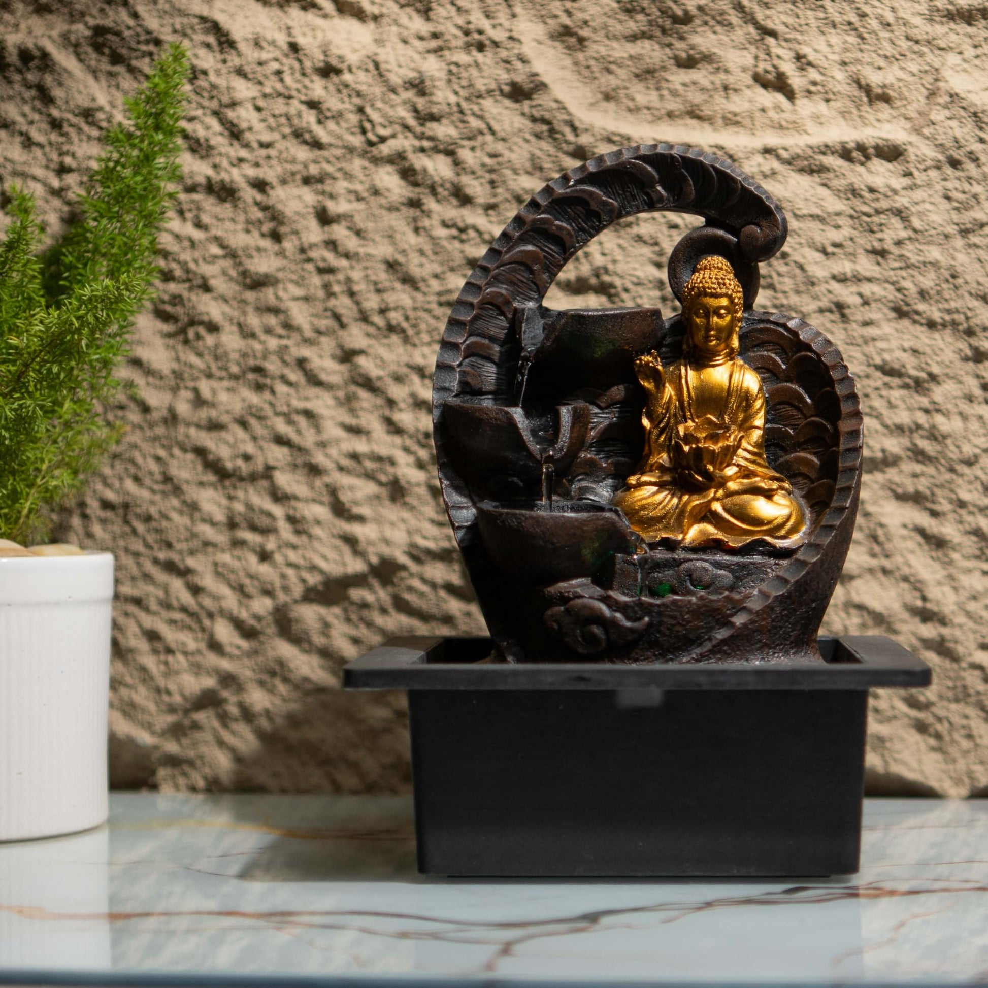 10 Inch Mini Buddha Table top Water Fountain for Home and Office | |Living Room Decor| Gift Items | Home & Office Decoration Item (