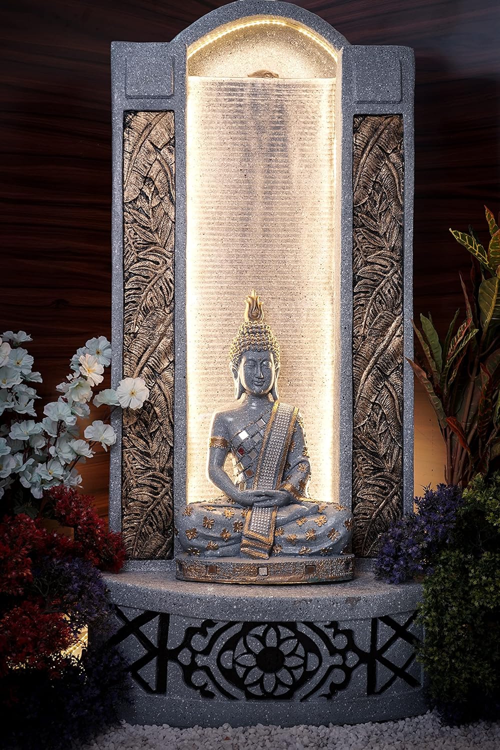 Slate Buddha 4ft Water Fountain for Home, Indoor Big Size Fountain, Garden, vastu