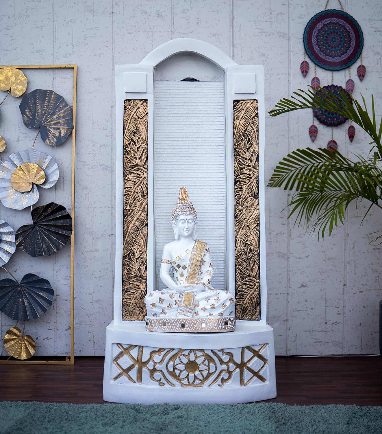 Slate Buddha 4ft Water Fountain for Home, Indoor Big Size Fountain, Garden, vastu