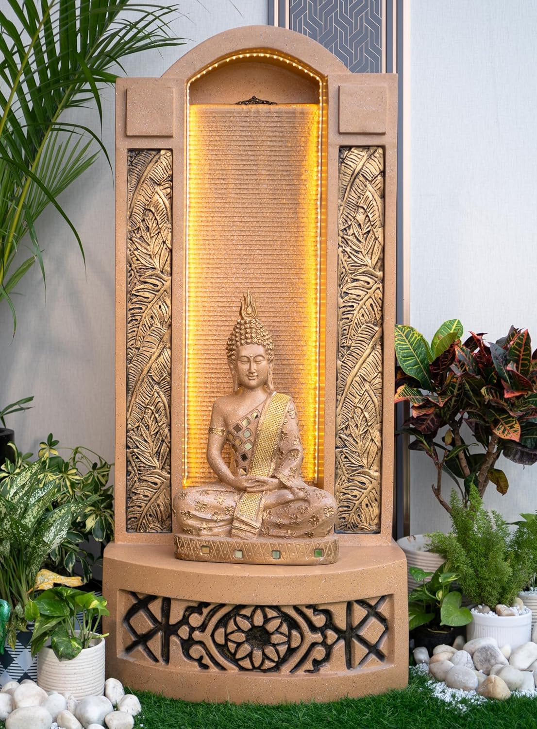 Slate Buddha 4ft Water Fountain for Home, Indoor Big Size Fountain, Garden, vastu
