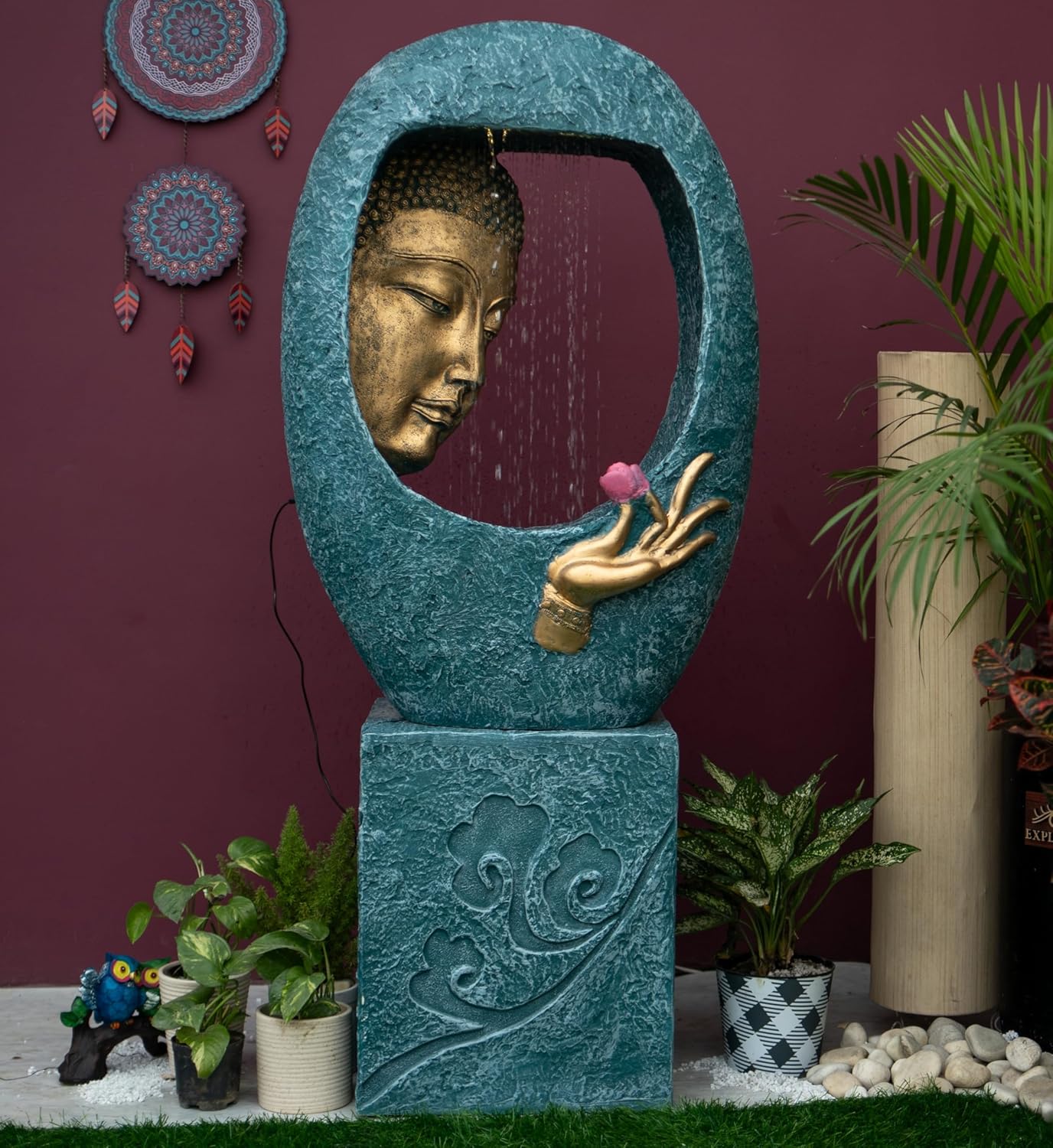 Buddha Face Shower with Stand Water Fountain for Home, Indoor Water Fountain Big Size, Water Fountain, Water Fountain for Garden, Water Fountain for Home vastu