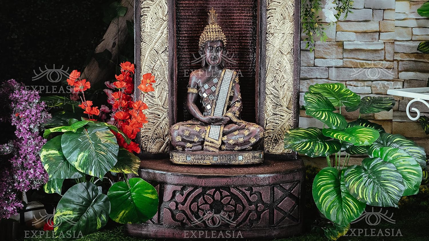 Slate Buddha 4ft Water Fountain for Home, Indoor Big Size Fountain, Garden, vastu