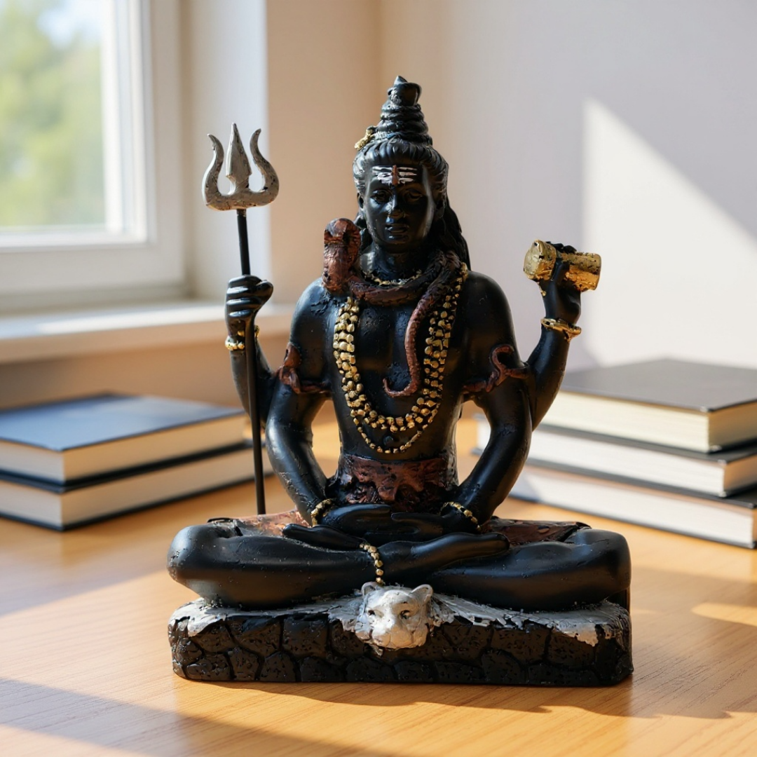 Decorative Lord Shiva Idol Showipece for Car deshboard, Office Table and Home Temple, Gift Item (Black)