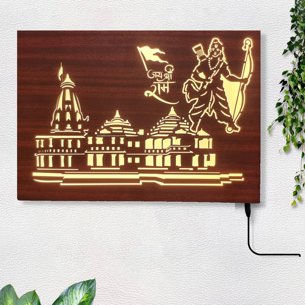 Shree Ram Carving Table Lamp For Home Decor, Gift Item