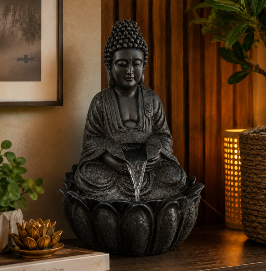 2ft Lotus Buddha Water Fountain for Serene Home & Office Decor
