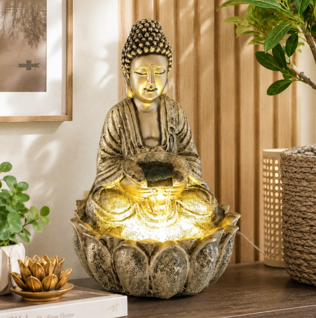 2ft Lotus Buddha Water Fountain for Serene Home & Office Decor
