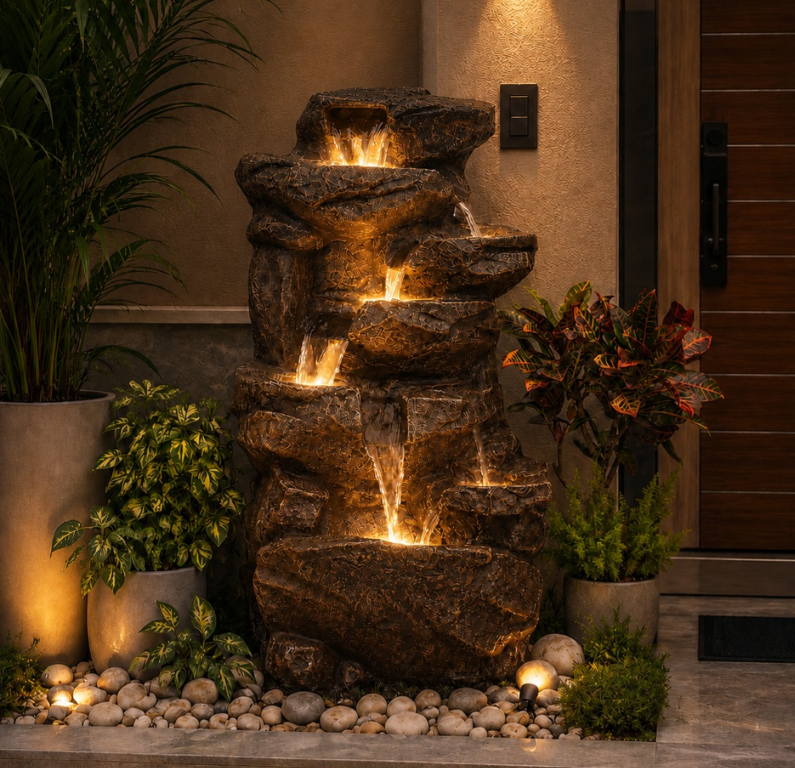 Rainforest Waterfall Fountain - Large Size for Home, Garden & Vastu Harmony