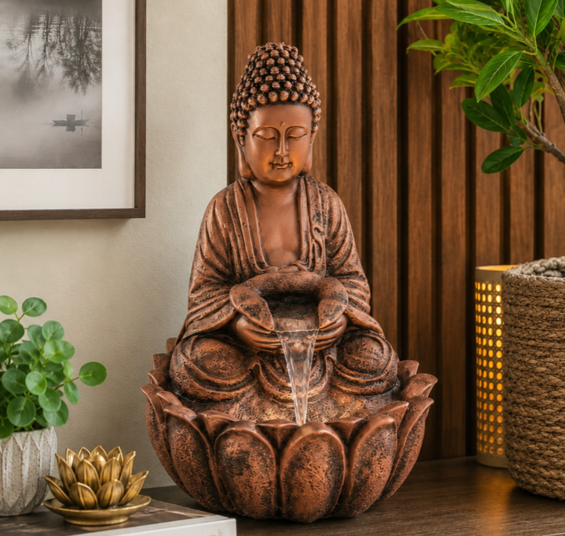 2ft Lotus Buddha Water Fountain for Serene Home & Office Decor