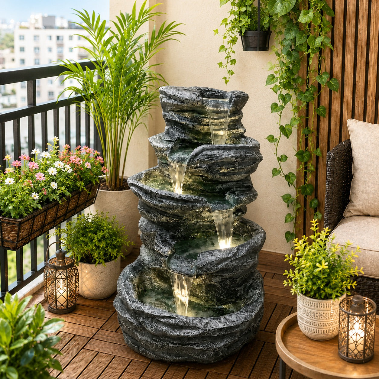 5 Tier Rock Water Fountain – Big Size | For Garden & Home Vastu
