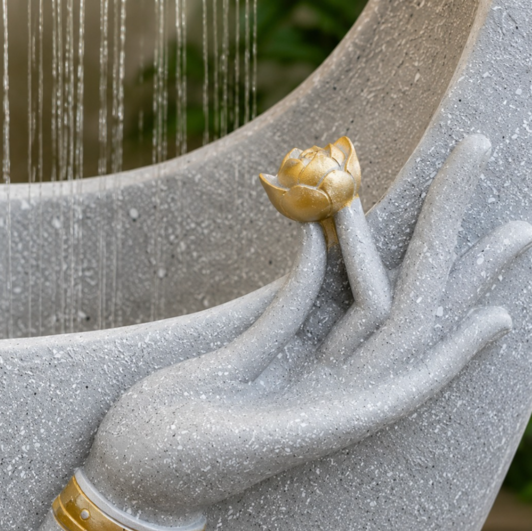 Buddha Face Shower Water Fountain – Light Grey (3ft)