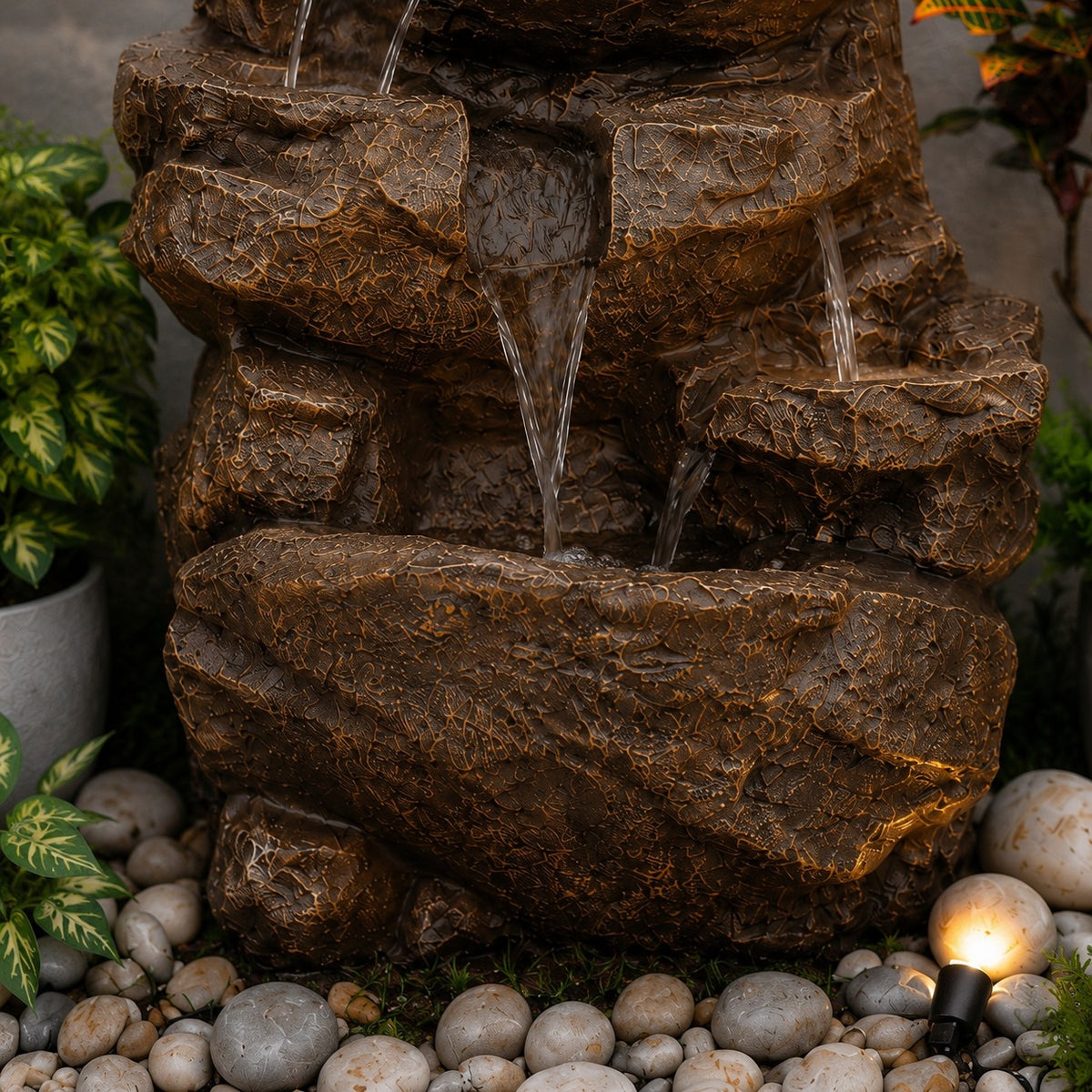 Rainforest Waterfall Fountain - Large Size for Home, Garden & Vastu Harmony