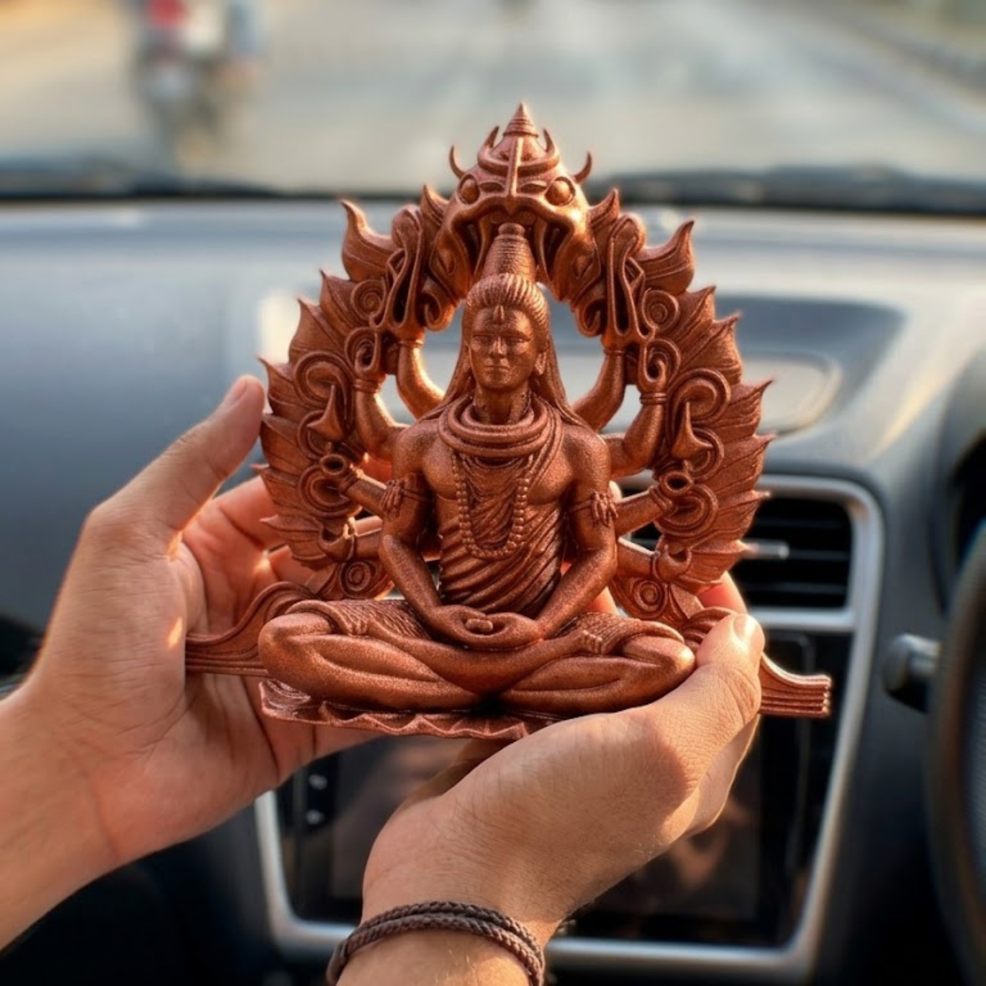 3D Printed Lord Shiva Idol Copper – Side View – Expleasia India