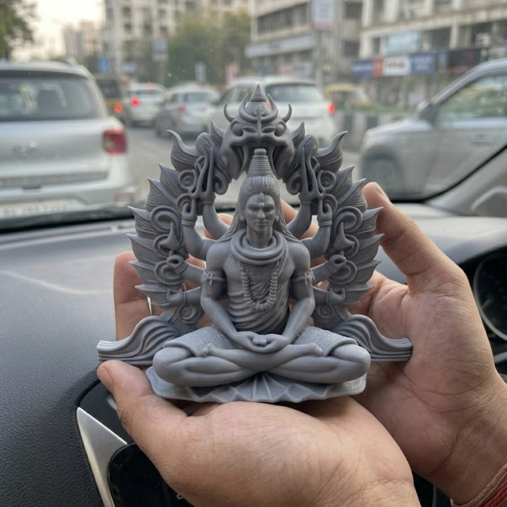 3D Printed Lord Shiva Idol Grey – Side View – Expleasia India
