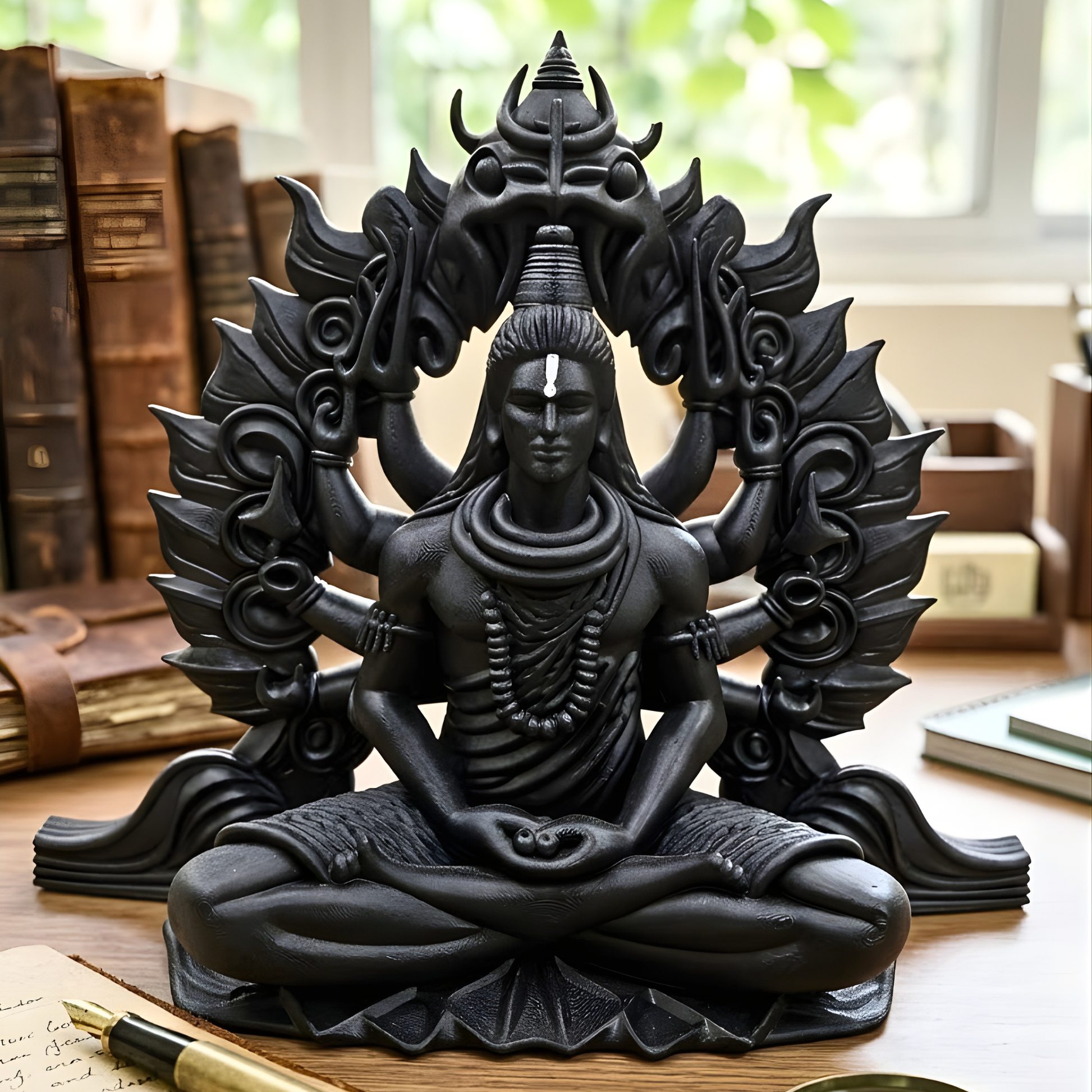 3D Printed Lord Shiva Idol Black – Front View – Expleasia India