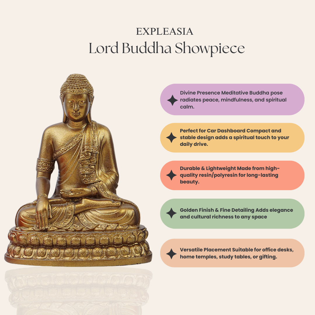 Decorative Lord Buddha Idol Showipece for Car deshboard, Office Table and Home Temple, Gift Item