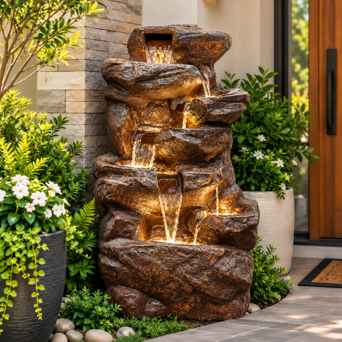 Rainforest Waterfall Fountain - Large Size for Home, Garden & Vastu Harmony