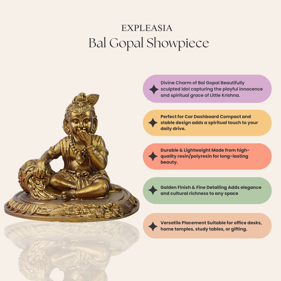 Decorative Makhan Chor Idol Showipece for Car deshboard, Office Table and Home Temple, Gift Item