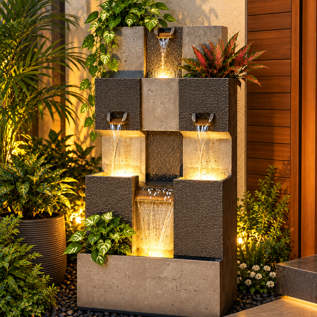 Urban Cascade Water Fountain with LED – 32 Inch