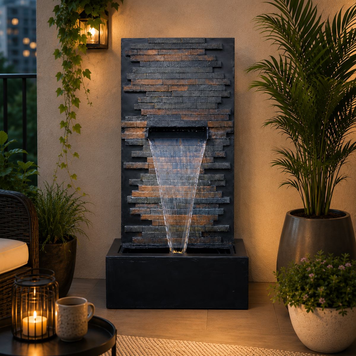4ft Stone Wall Waterfall Fountain – Big Size | For Home, Garden & Vastu