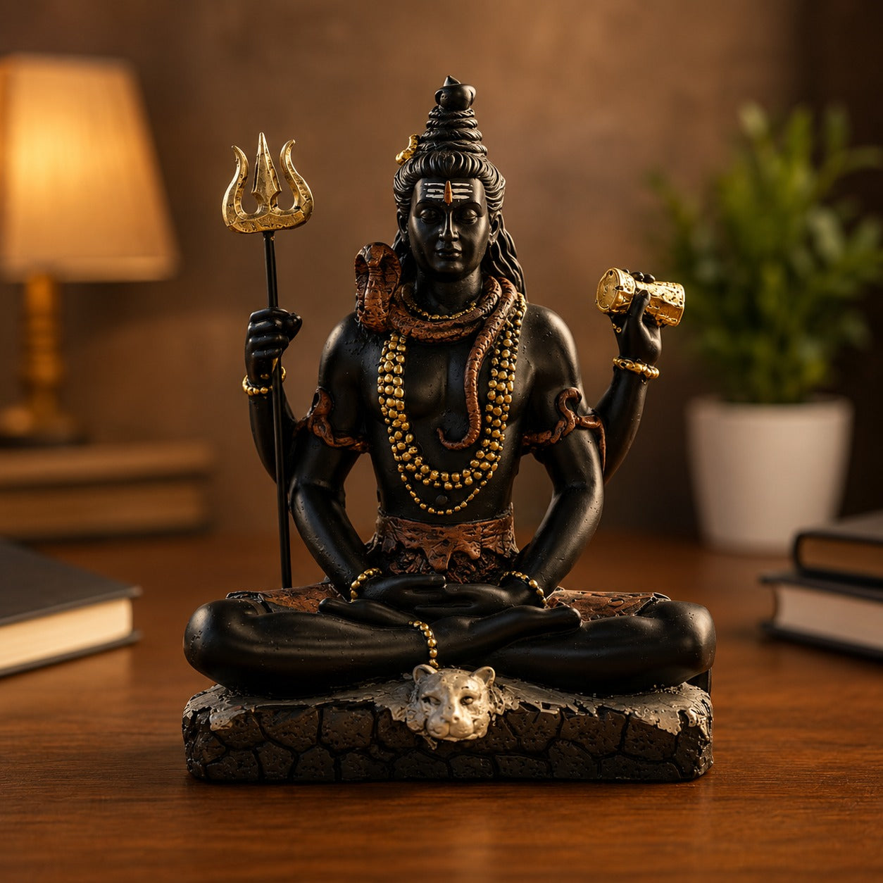 Lord Shiva Idol Showpiece - Black Decorative Piece for Car Dashboard, Home Temple & Office