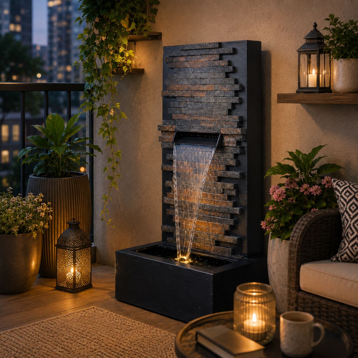 4ft Stone Wall Waterfall Fountain – Big Size | For Home, Garden & Vastu
