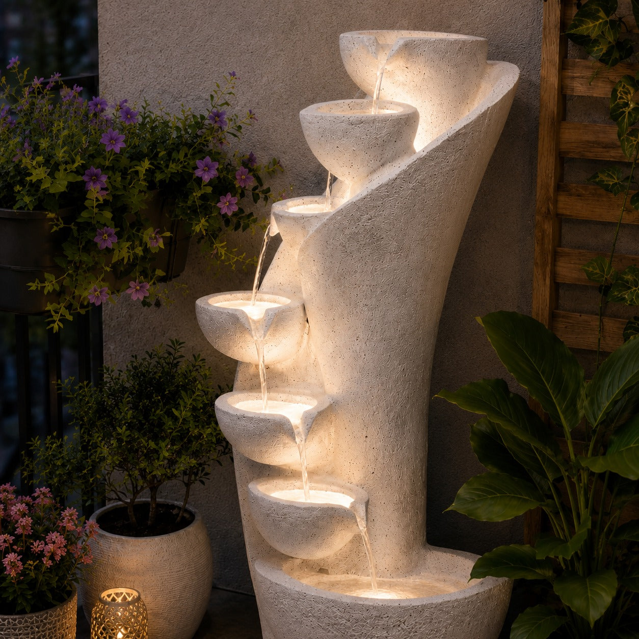 7 Stacked Chalice Water Fountain - Large Size for Home, Garden & Vastu