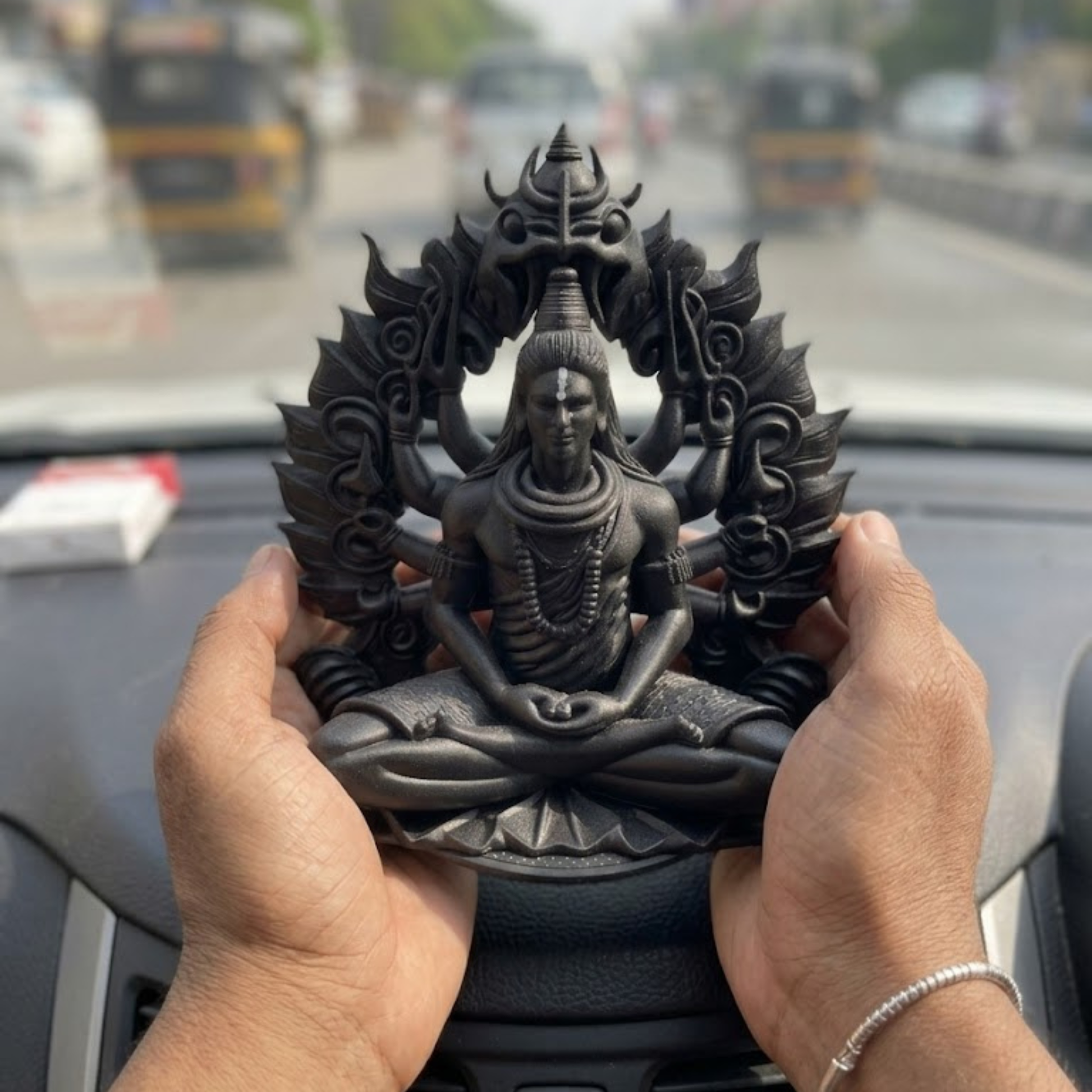 3D Printed Lord Shiva Idol Black – Side View – Expleasia India