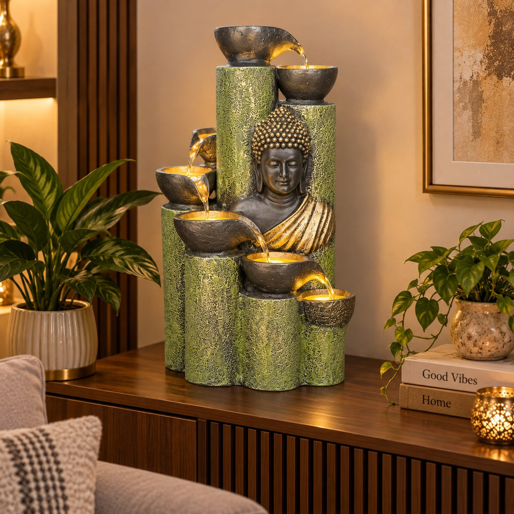 Bamboo Buddha Water Fountain – Elegant Décor for Home, Garden & Vastu
