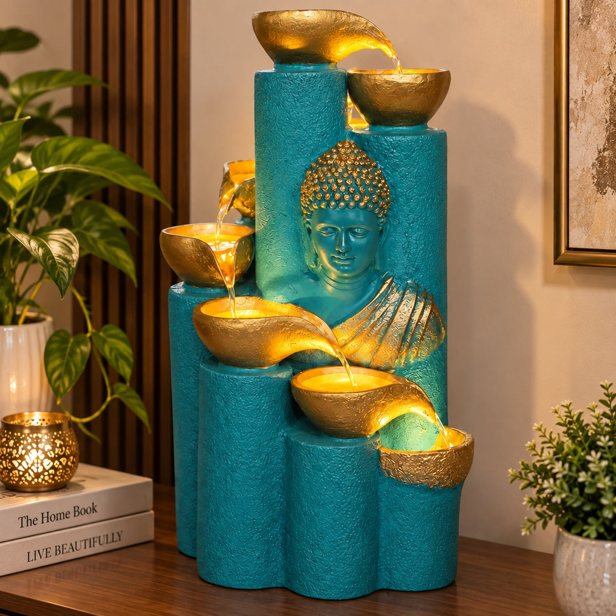 Bamboo Buddha Water Fountain – Elegant Décor for Home, Garden & Vastu