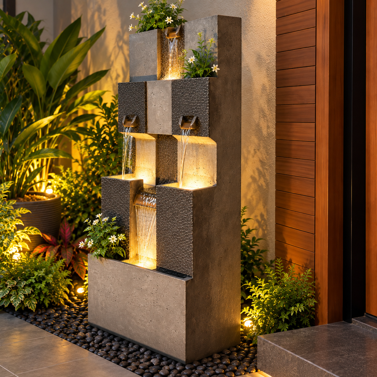 Urban Cascade Water Fountain with LED – 32 Inch