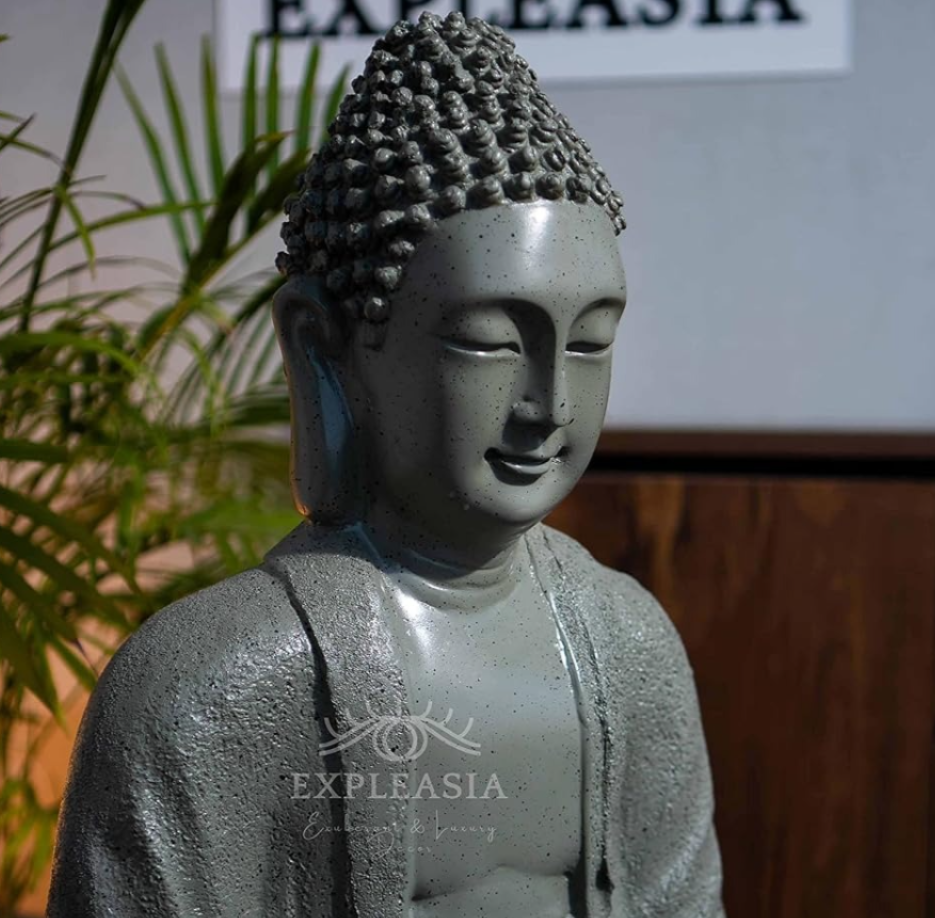 4.5 ft Buddha Lotus Water Fountain with 1.5ft Stand – 4.5ft Floor Standing Fountain for Home, Living Room & Garden