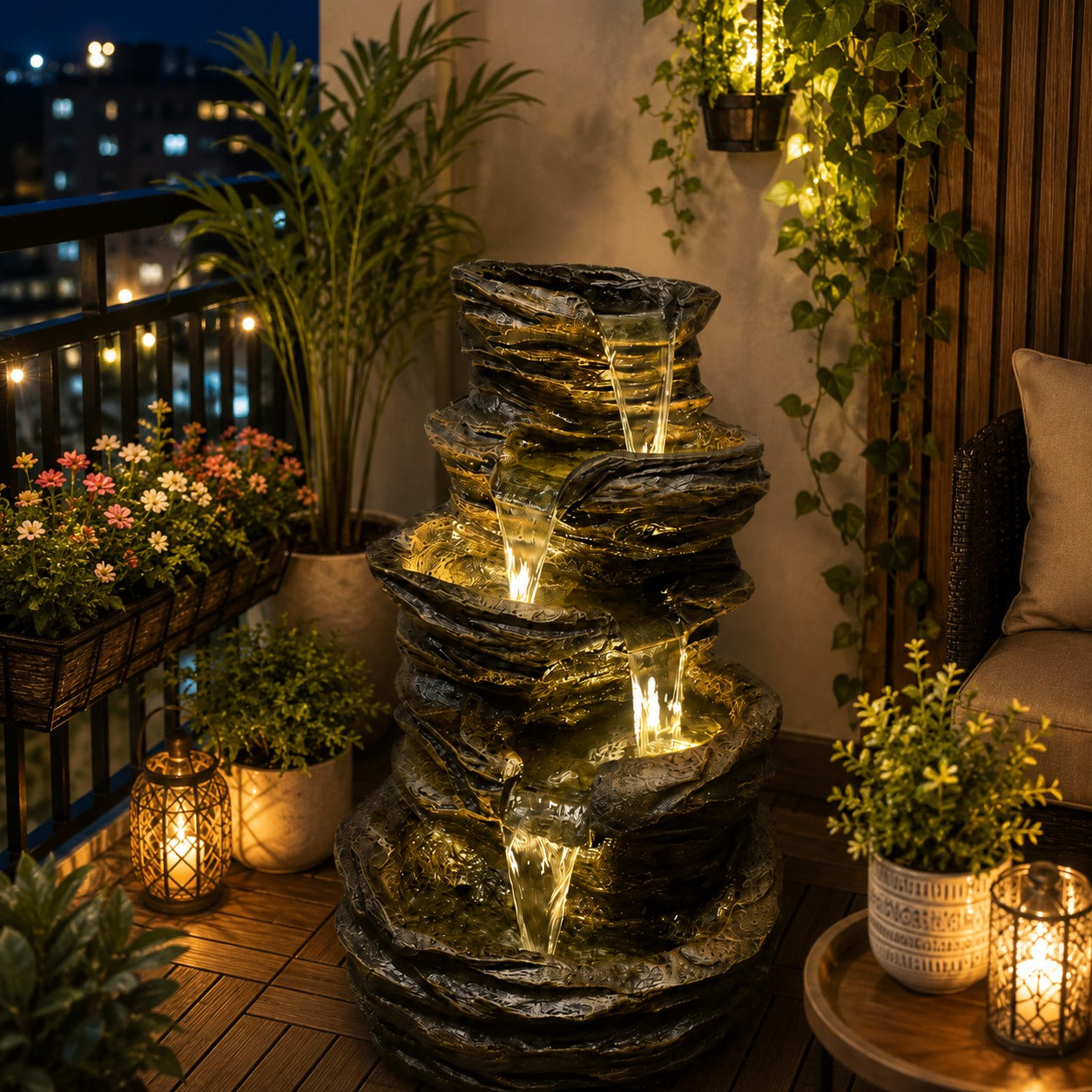 5 Tier Rock Water Fountain – Big Size | For Garden & Home Vastu