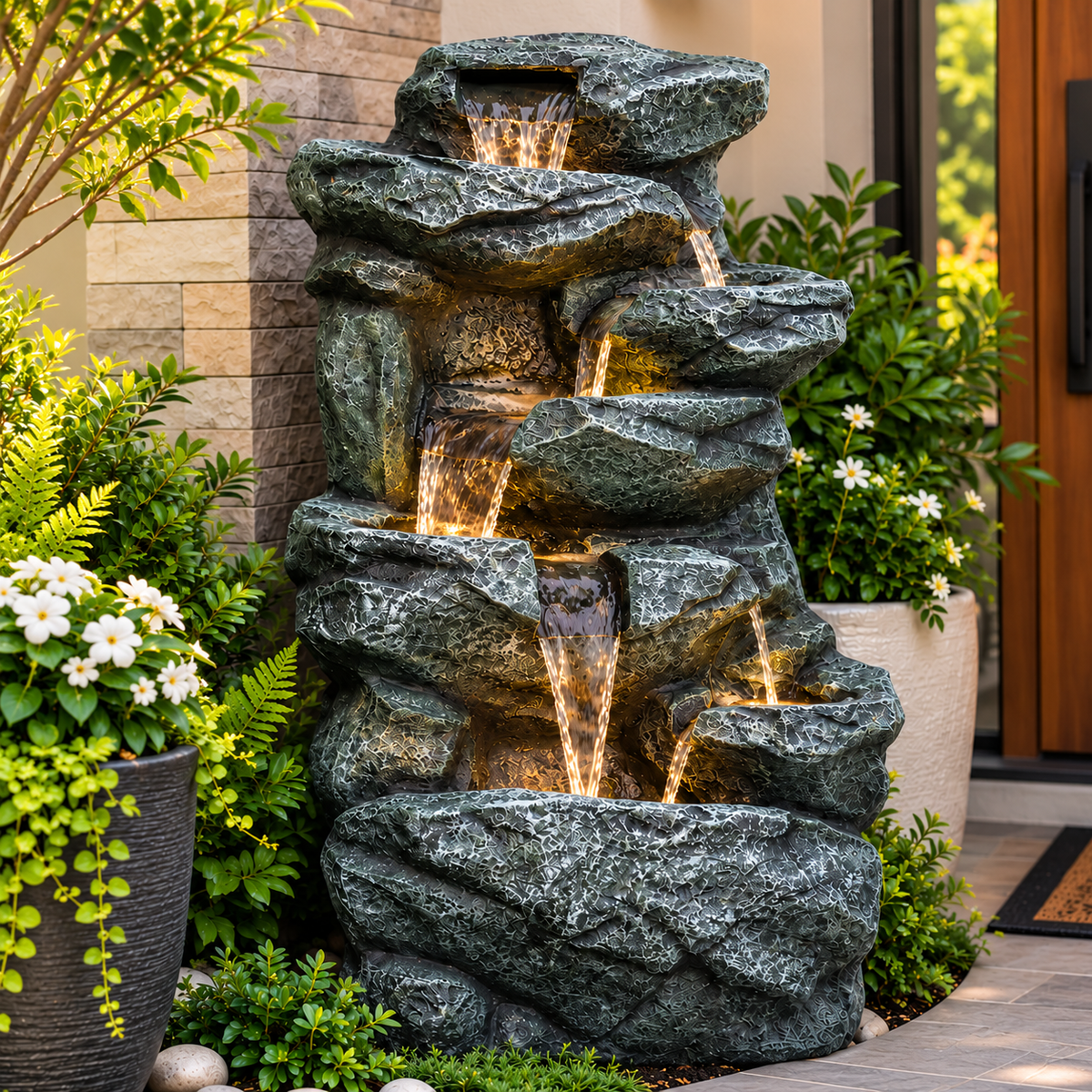 Rainforest Waterfall Fountain - Large Size for Home, Garden & Vastu Harmony