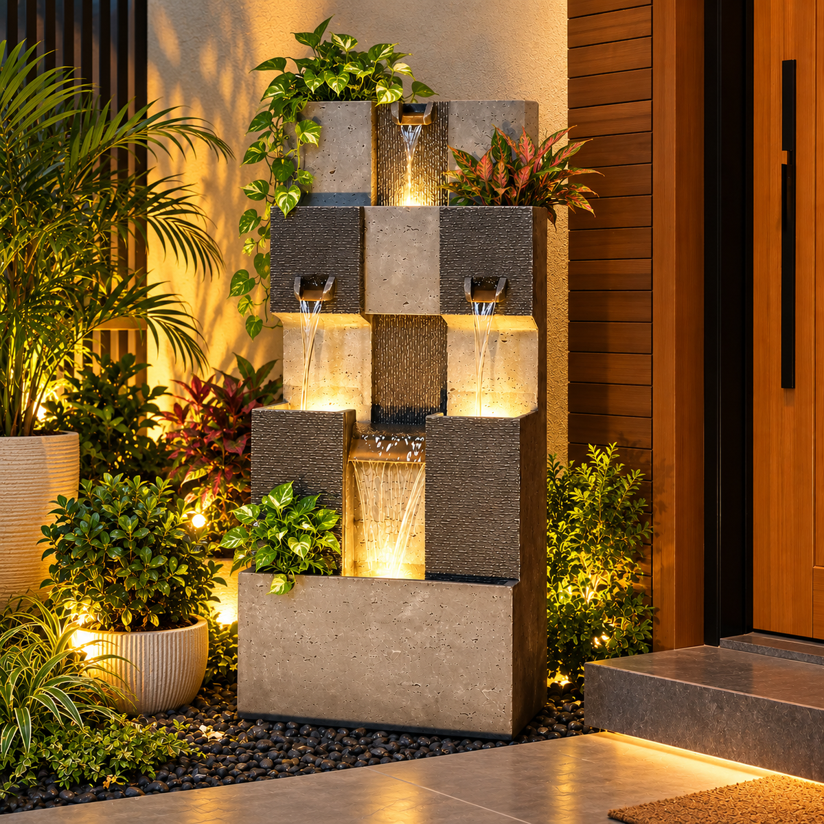 Urban Cascade Water Fountain with LED – 32 Inch