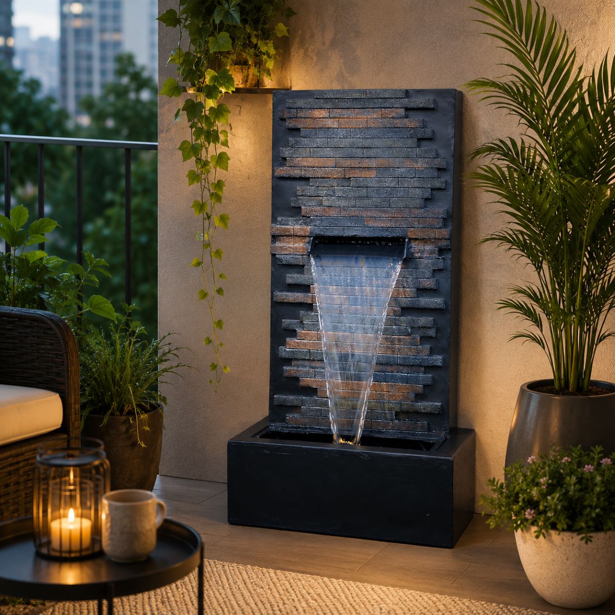 4ft Stone Wall Waterfall Fountain – Big Size | For Home, Garden & Vastu