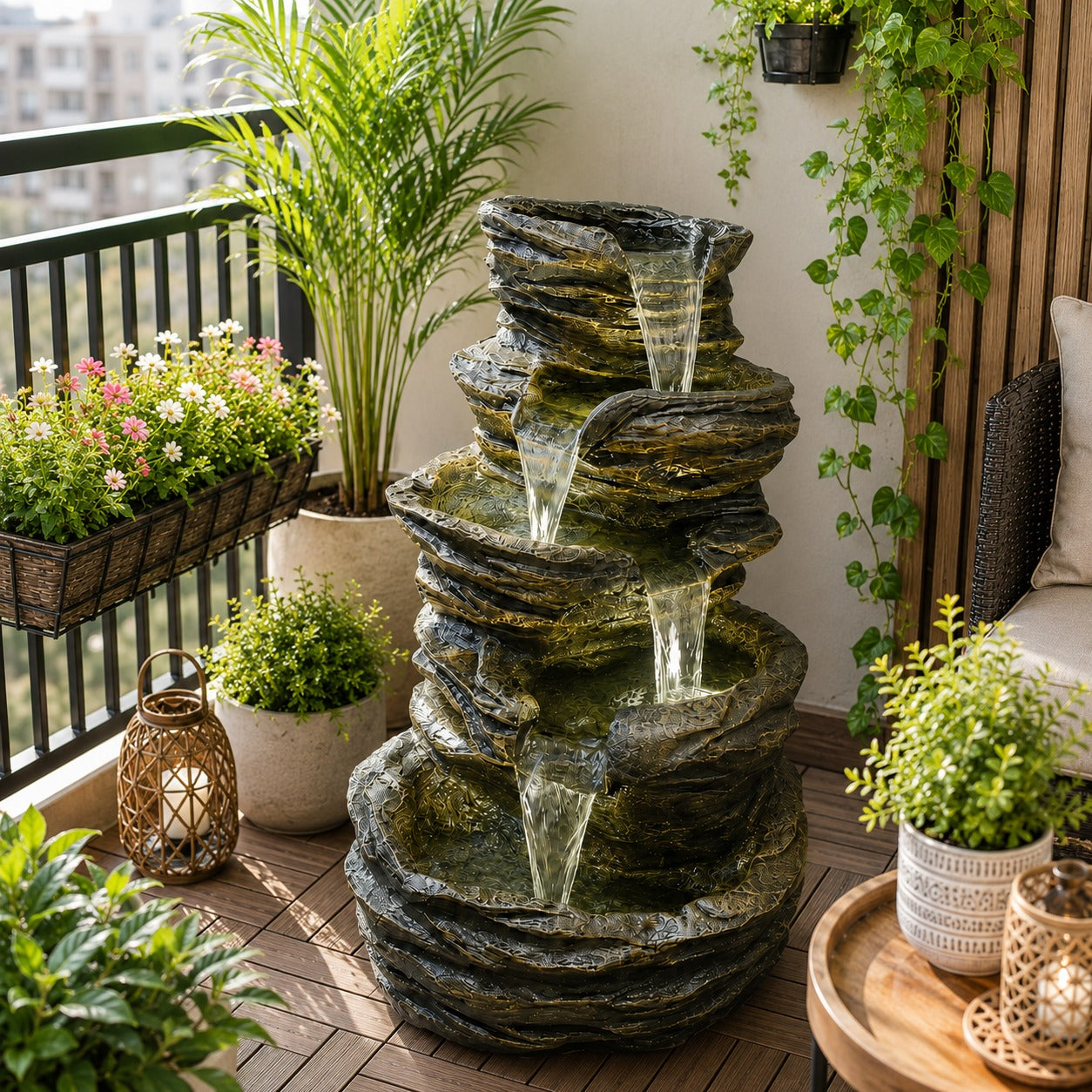 5 Tier Rock Water Fountain – Big Size | For Garden & Home Vastu