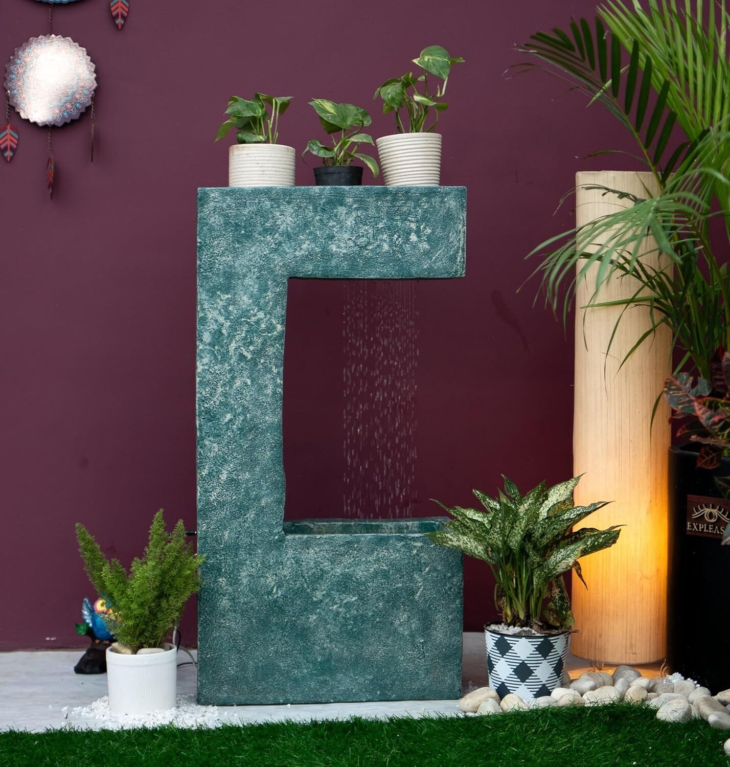 C Shape Planter Shower Fountain, Water Fountain for Garden, Water Fountain for Home vastu