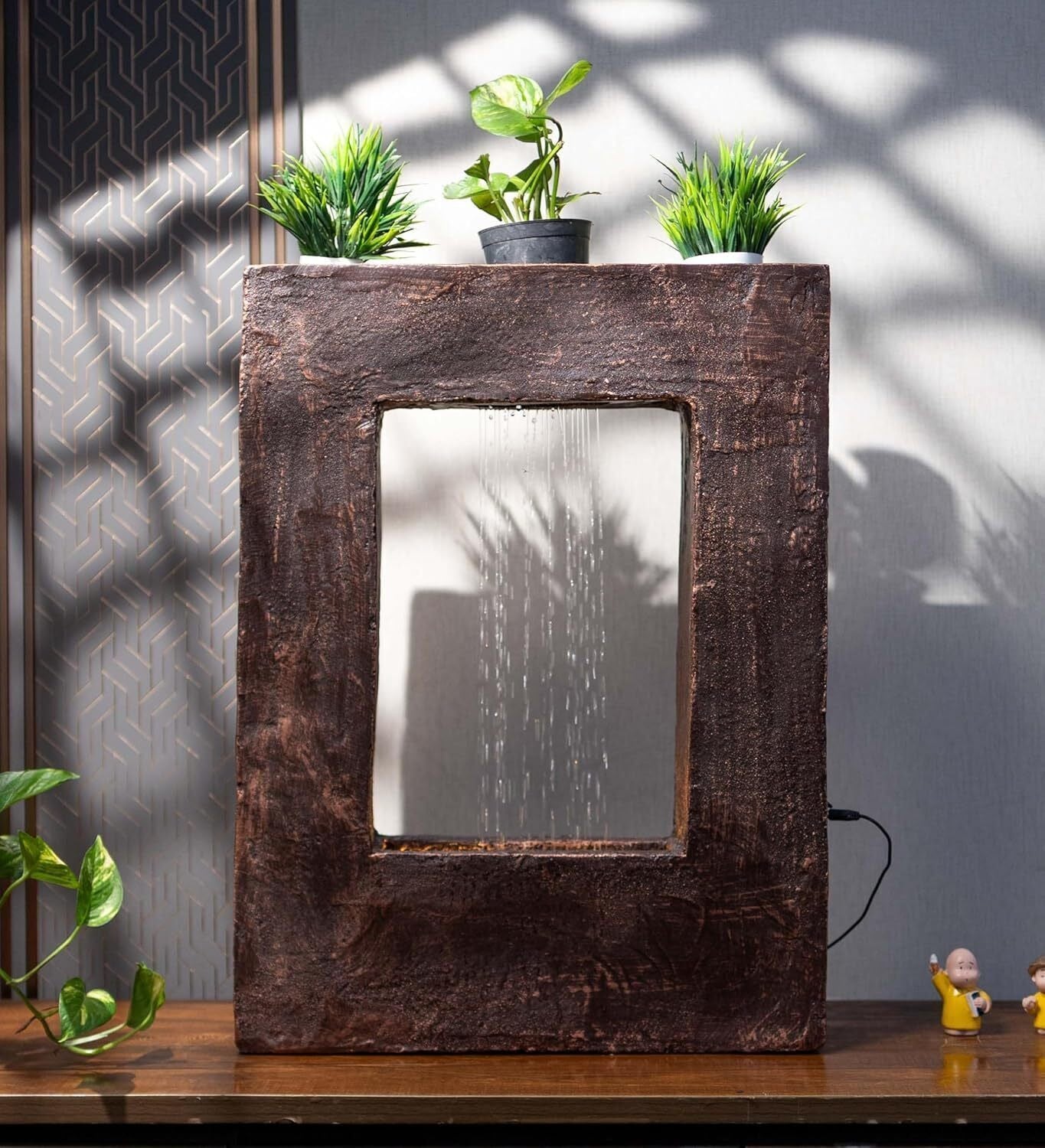 Square Planter Indoor Tabletop Fountain, Water Fountain for Living Room, Water Fountain for Home vastu