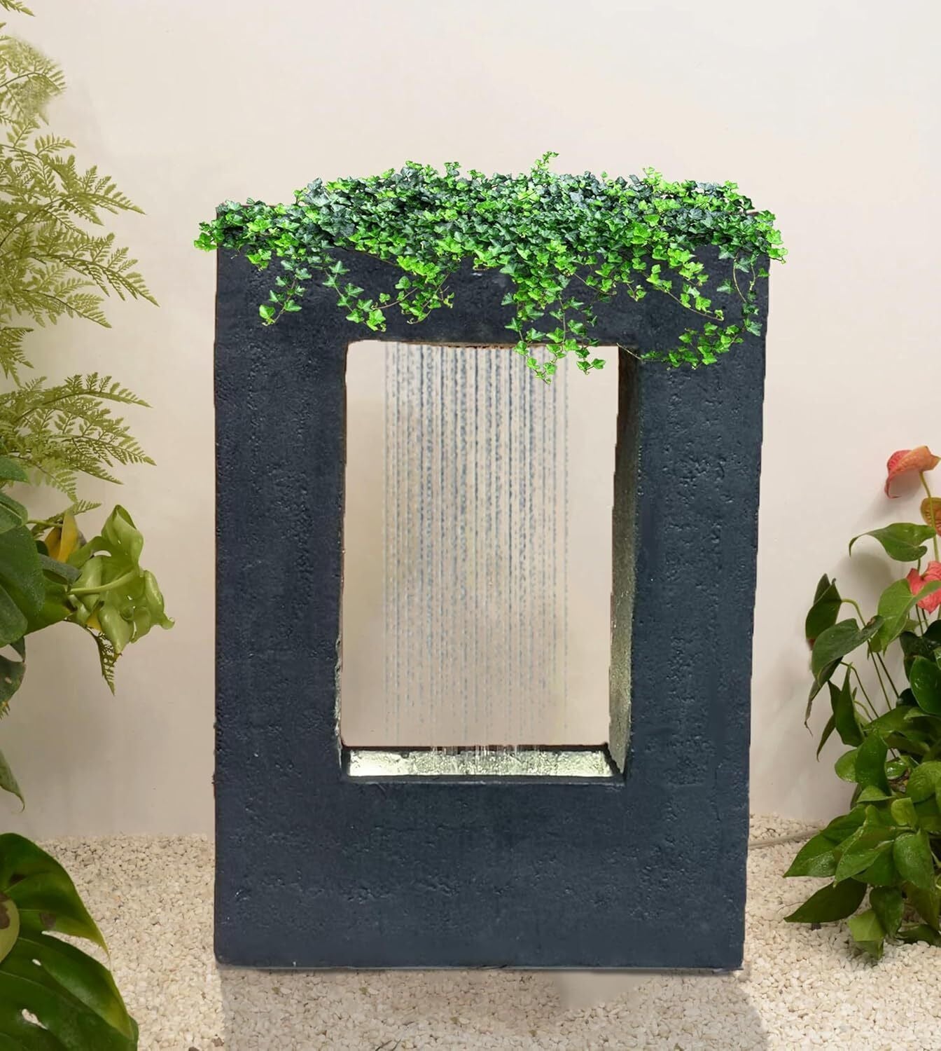 Square Planter Indoor Tabletop Fountain, Water Fountain for Living Room, Water Fountain for Home vastu