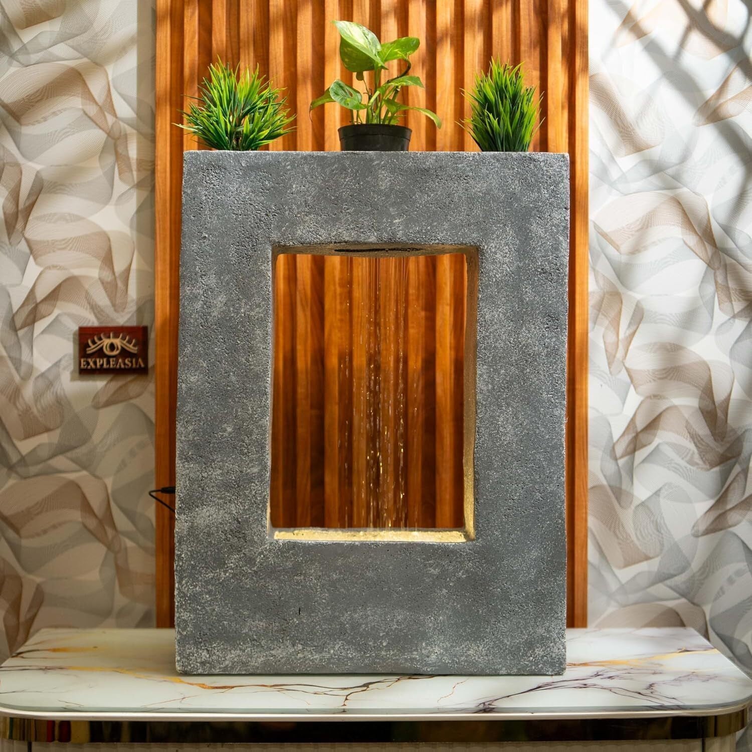 Square Planter Indoor Tabletop Fountain, Water Fountain for Living Room, Water Fountain for Home vastu