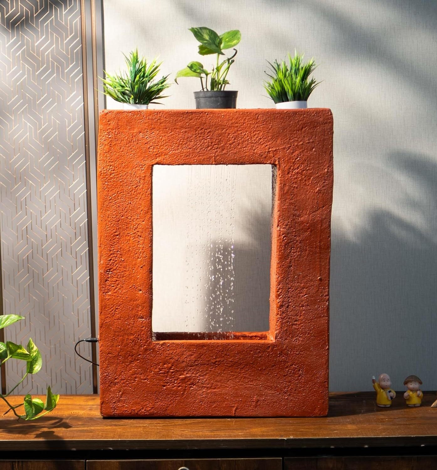 Square Planter Indoor Tabletop Fountain, Water Fountain for Living Room, Water Fountain for Home vastu