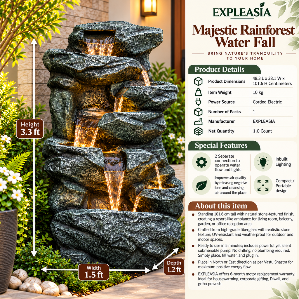 Rainforest Waterfall Fountain for Home | Indoor Décor | EXPLEASIA